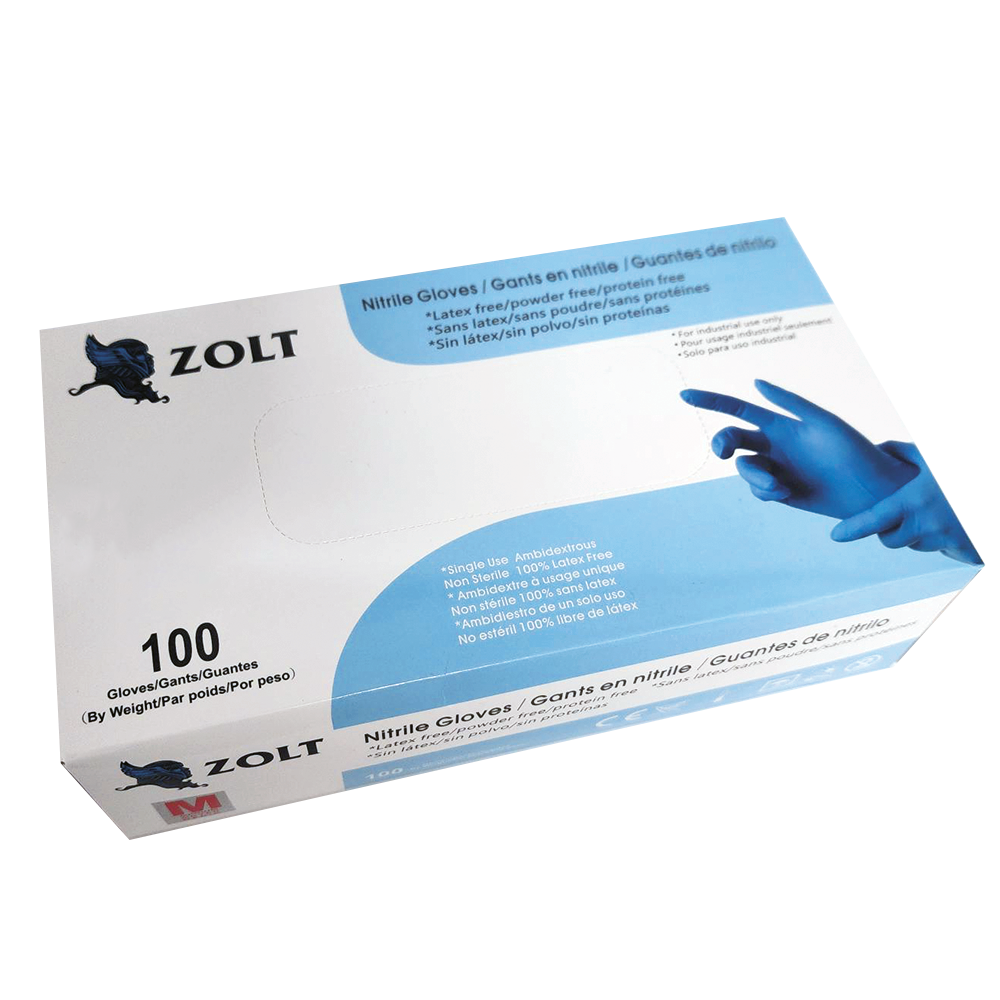 ZOLT® Gants en nitrile sans poudre - Moyen (100) Bleu | Groupe Apocom