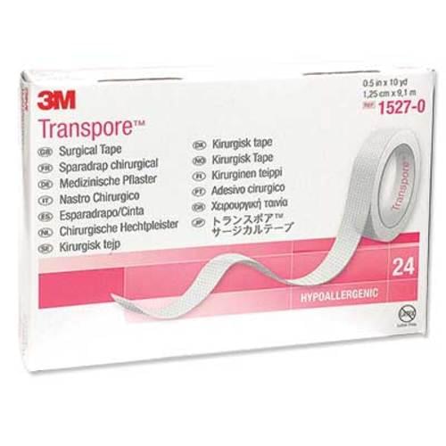 3M® Transpore™ Ruban chirurgical adhésif - Sparadrap (24) 1/2 pouce x 10 verges