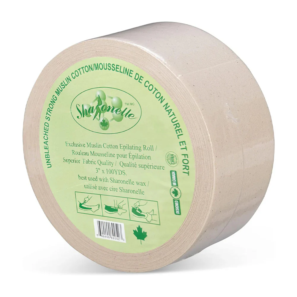 [ER100HARD] SHARONELLE® Rouleau Mousseline de coton naturel et fort pour Épilation  (3" x 100 YDS)