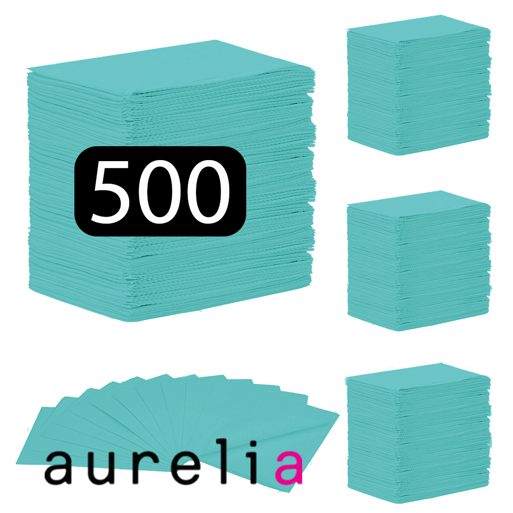 AURELIA® Bibs (3-ply) 2 ply of tissue & 1 ply poly (500) AQUA