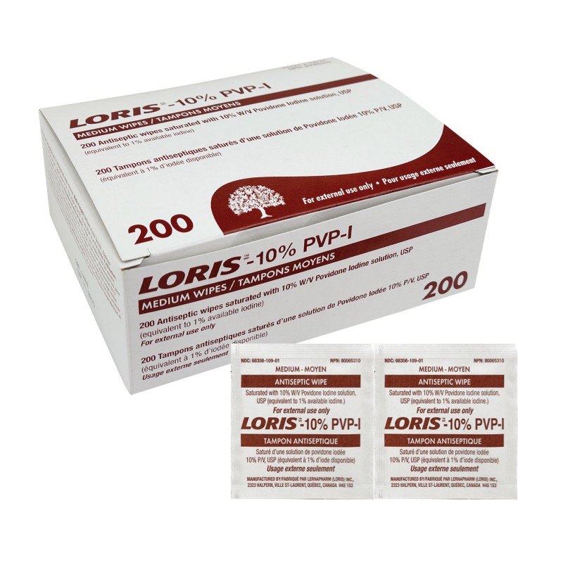Loris Tampons moyens de povidone et iode 10% PVP-I  (200)