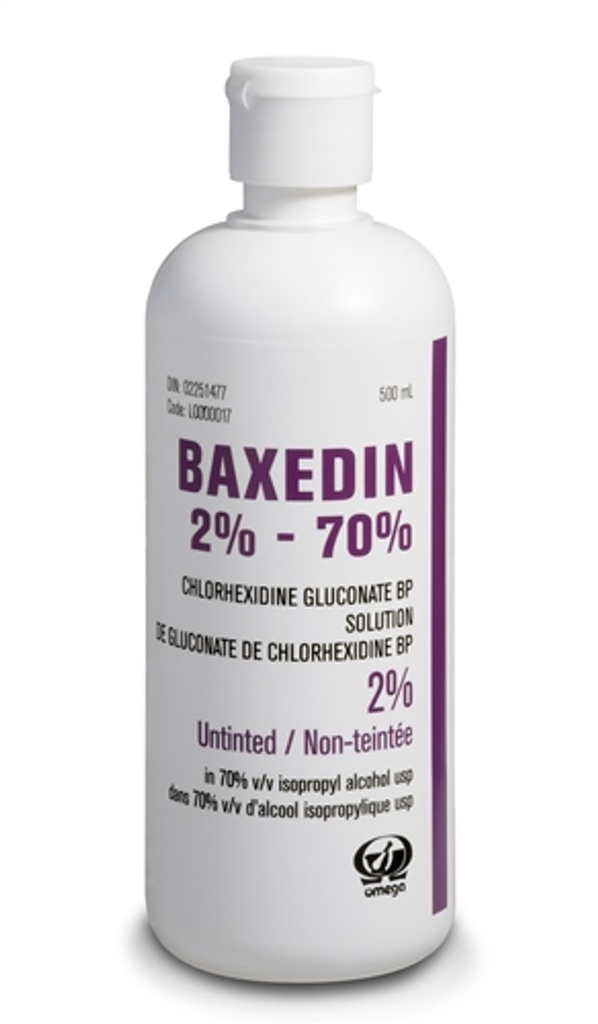 BAXEDIN Solution 2% chlorhexidine/70% alcool - Teintée - 500ml