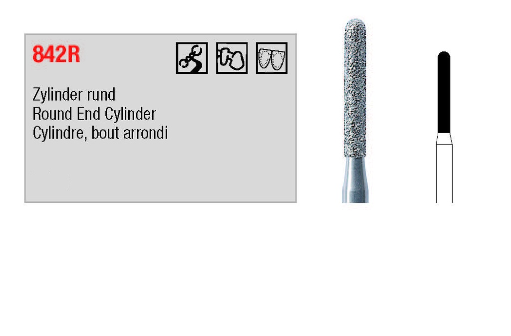 EDENTA® Fraise cylindrique en diamant - Grain Moyen