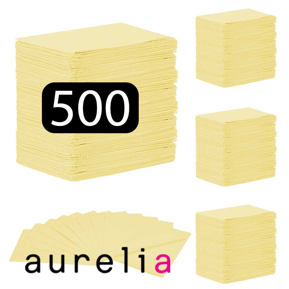 AURELIA - Bavettes (3 plis) 2 plis de papier & 1 pli de polyéthylène (500) JAUNE