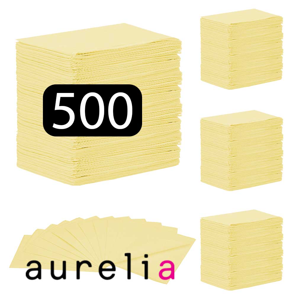 AURELIA® Bavettes (3 plis) 2 plis de papier & 1 pli de polyéthylène (500) JAUNE