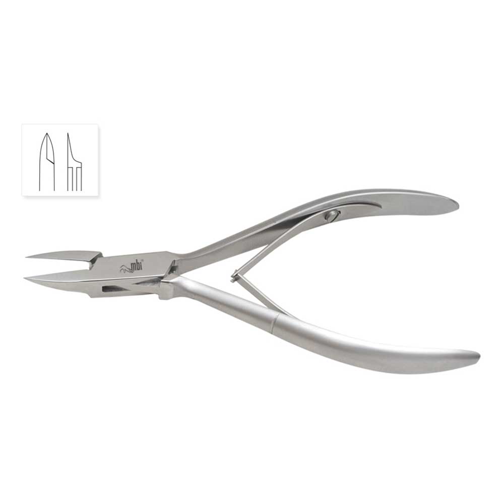 MBI® Pince à ongles à double ressort -mors droit effilé - ongles incarnés - 4 pouces
