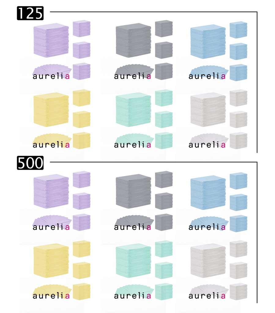 [52005-1] AURELIA® Bavettes (3 plis) 2 plis de papier & 1 pli de polyéthylène  (Blanc, 125)