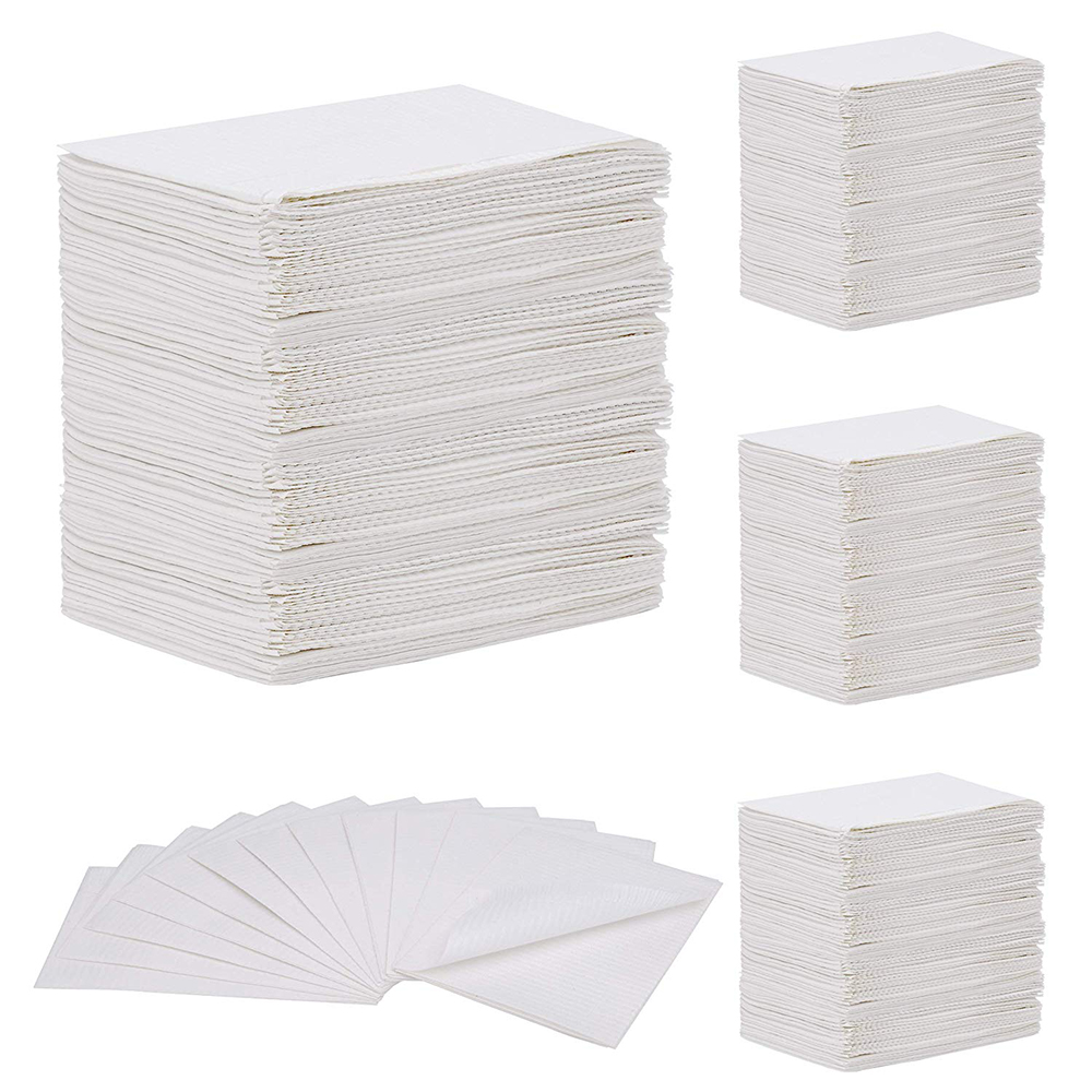 MEDICOM® SafeBasics™ Dry-Back® Bavettes (3 plis) 2 plis de papier & 1 pli de polyéthylène (500) Blanc