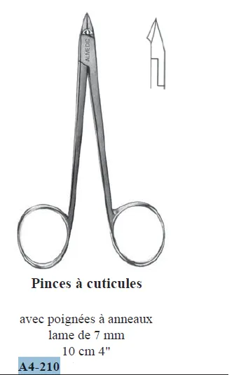 ALMEDIC®Cuticle nippers, ring handles, 7mm blade, 10cm (4")