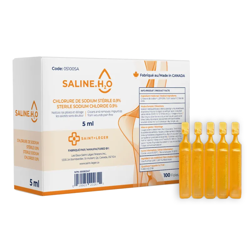 [05100SA] SAINT-LÉGER - Ampoules Chlorure de Sodium Sterile 5ml - Pack de 100