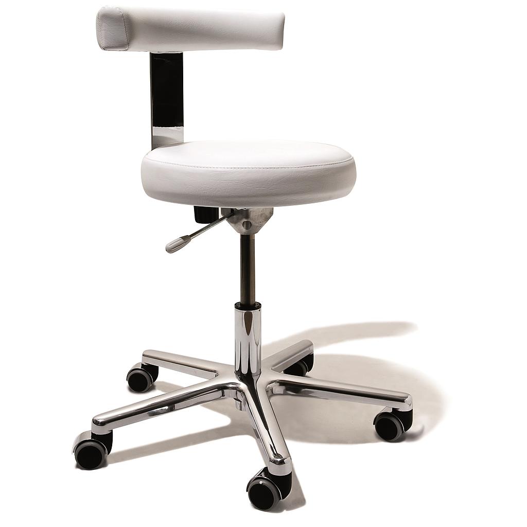 **BENTLON® Tabouret GOLD rond  avec support dorsal slim - Blanc