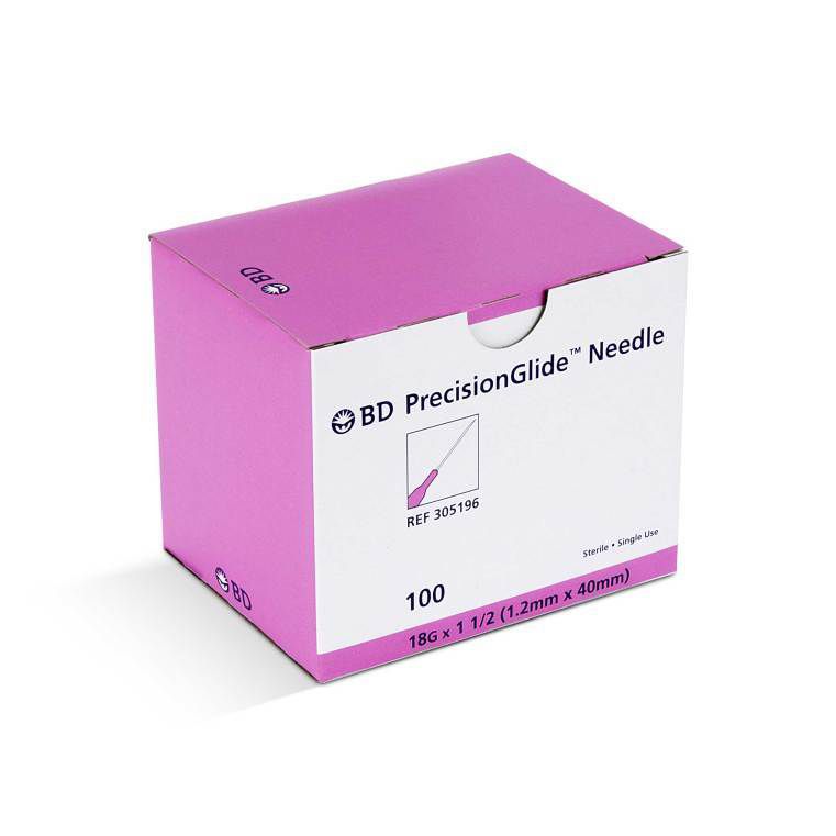 [520 - 305196] BD® PRECISIONGLIDE™ Sterile Needle (100) 18G x 1½"