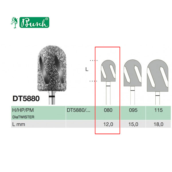[2DT5880080] BUSCH® Fraise en diamant - Grain super gros (DiaTWISTER)