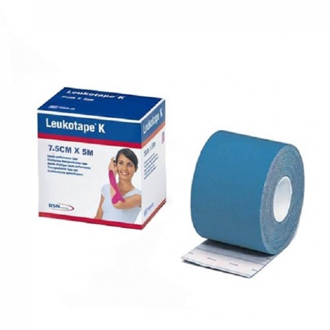 BSN® LEUKOTAPE® K - Bande adhésive élastique (7.5 cm x 5 m) - Bleu