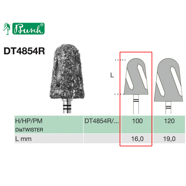 [2DT4854R100] BUSCH® Fraise en diamant - Grain méga gros (DiaTWISTER)