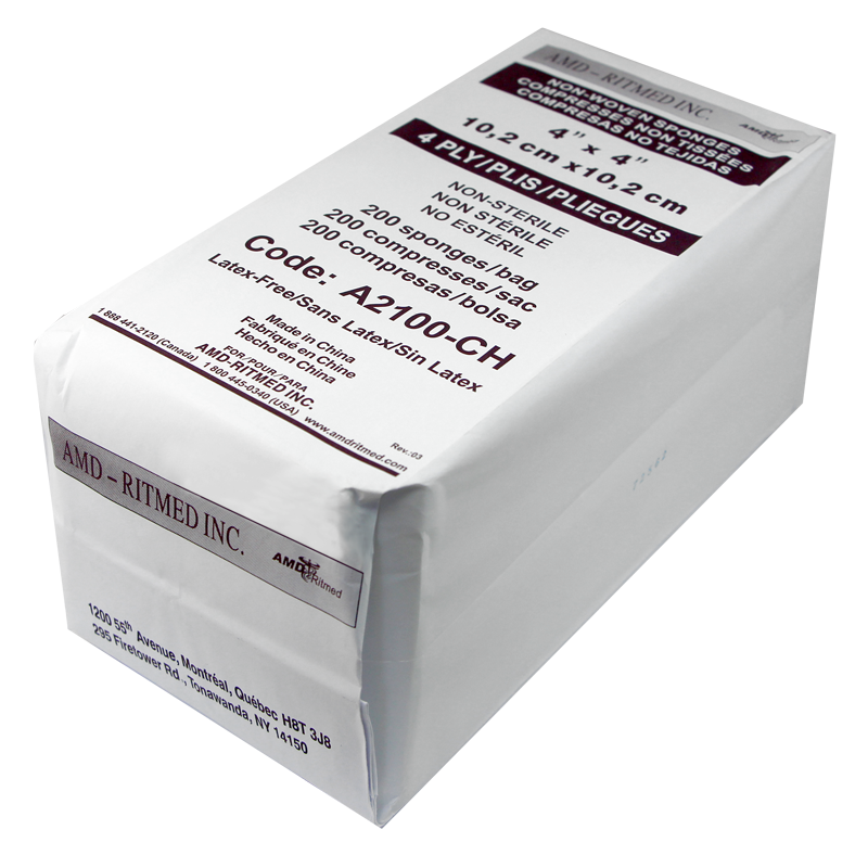 MASTER AMD Ritmed® All purpose nonwoven compresses - 4 Ply - 4"x 4" (200) White