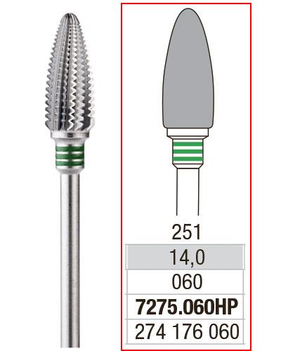 [2E7275060] EDENTA® Fraise bourgeon large en carbure de tungstène - denture simple avec section transversale (bague verte)