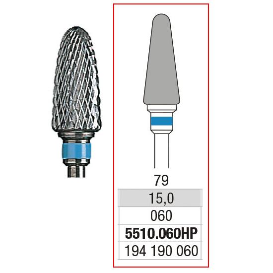 EDENTA® Conical rounded carbure bur - regular helical cut (blue tag)