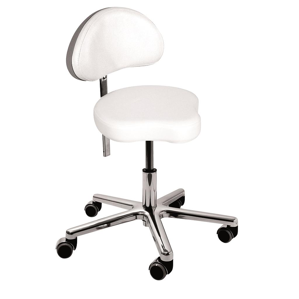 [250165.100] BENTLON® Tabouret Silver Plus avec support dorsal - Blanc