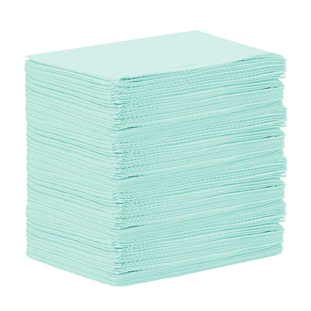 MEDICOM® SafeBasics™ Dry-Back® Bavettes (3 plis) 2 plis de papier & 1 pli de polyéthylène (125) Aqua