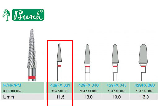 [2429FX031] BUSCH® Fraise en carbure de tungstène - Denture croisée fine