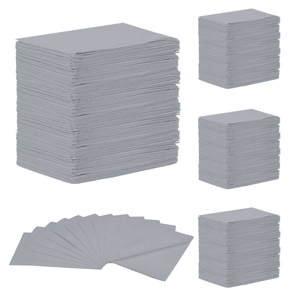 MEDICOM® SafeBasics™ Dry-Back® Bavettes (3 plis) 2 plis de papier & 1 pli de polyéthylène (500) Gris