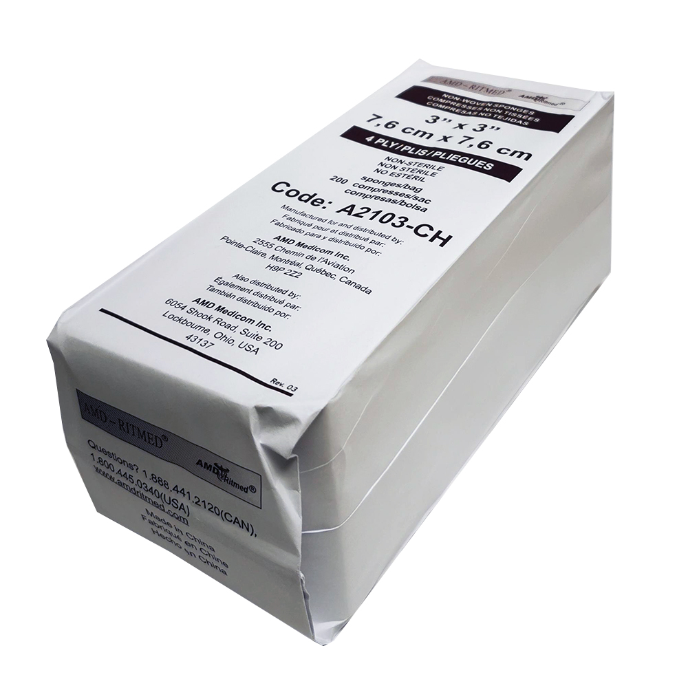 MASTER AMD Ritmed® All purpose nonwoven compresses - 4 ply - 3"x 3" (200) White