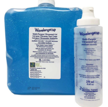 [NTPA500X] WAVELENGTH® Gel pour Ultrasons tout usage Bleu (5 L + Bouteille vide de 250 ml)