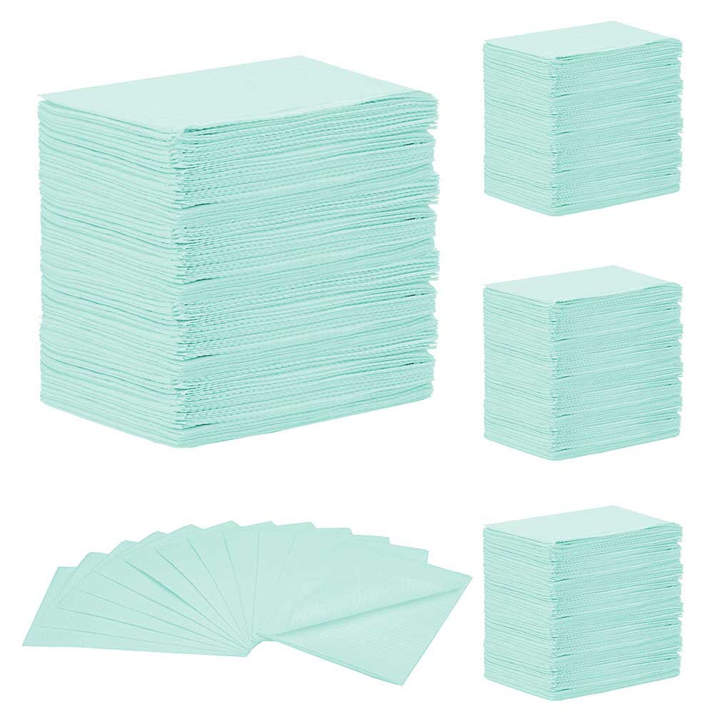 [5MED8289] MEDICOM® SafeBasics™ Dry-Back® Bavettes (3 plis) 2 plis de papier & 1 pli de polyéthylène (500) Aqua