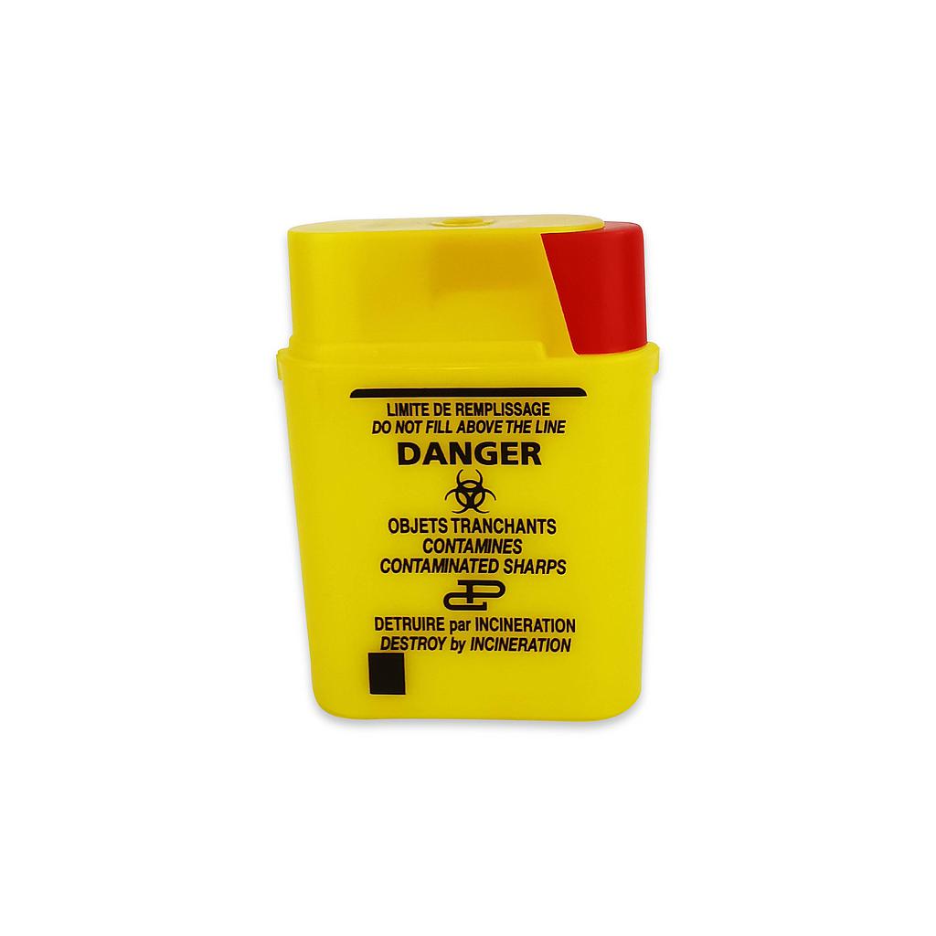 Yellow Sharps Container Small With small round opening on the