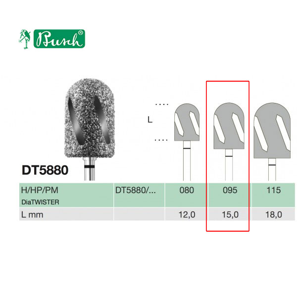 [2DT5880095] BUSCH® Diamond Bur - Super coarse grit (DiaTWISTER)