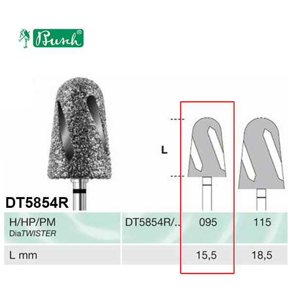 [2DT5854R095] BUSCH® Diamond Bur - Super coarse grit (DiaTWISTER)