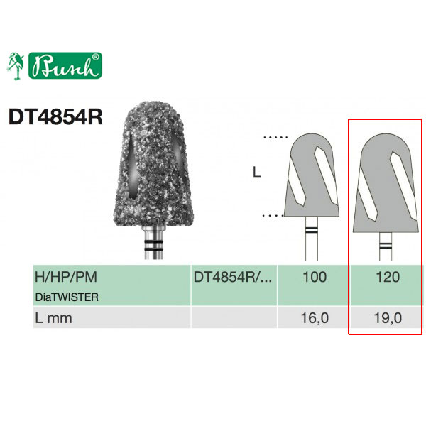 [2DT4854R120] BUSCH® Diamond Bur - Mega coarse grit (DiaTWISTER)