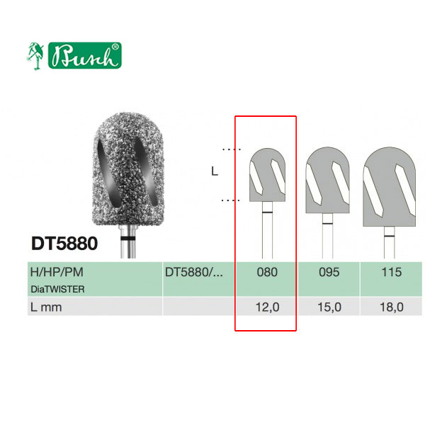 [2DT5880080] BUSCH® Diamond Bur - Super coarse grit (DiaTWISTER)
