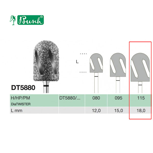 [2DT5880115] BUSCH® Diamond Bur - Super coarse grit (DiaTWISTER)