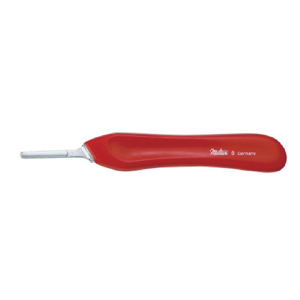 [1420] MILTEX® Manche de bistouri no.4 en plastique et acier inoxydable (Rouge)