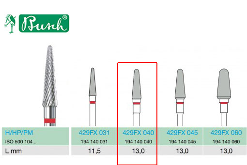 [2429FX040] *BUSCH® Fraise en carbure de tungstène - Denture croisée fine