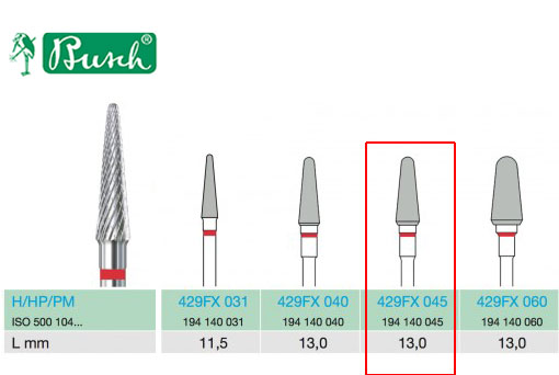 [2429FX045] *BUSCH® Fraise en carbure de tungstène - Denture croisée fine