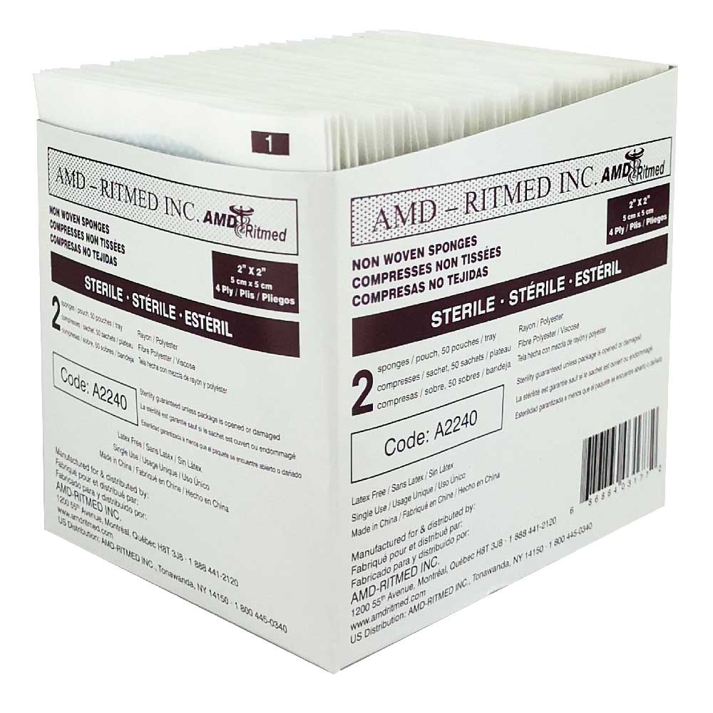 [A2240] AMD Sterile compresses 2&quot; x 2&quot; A2440 (50 pack of 2)