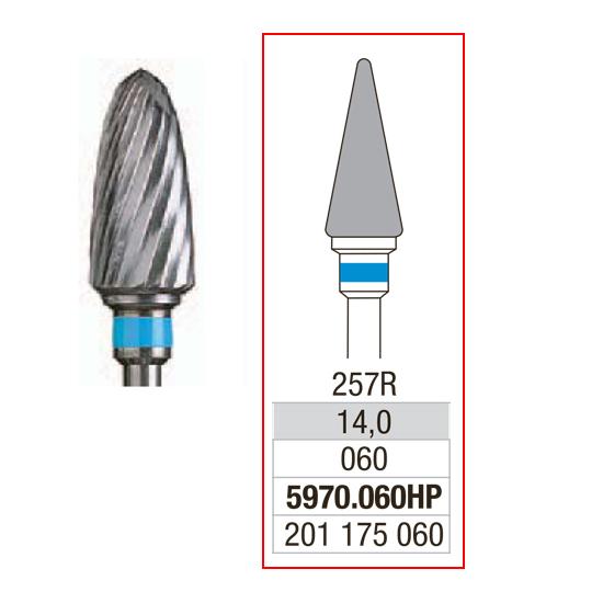 [2E5970060] *EDENTA® Fraise conique pointue en carbure de tungstène - denture hélicoïdale régulière (bague bleue)