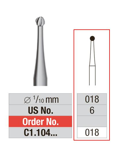 [2EC1018] *EDENTA® Fraise boule régulière en carbure de tungstène