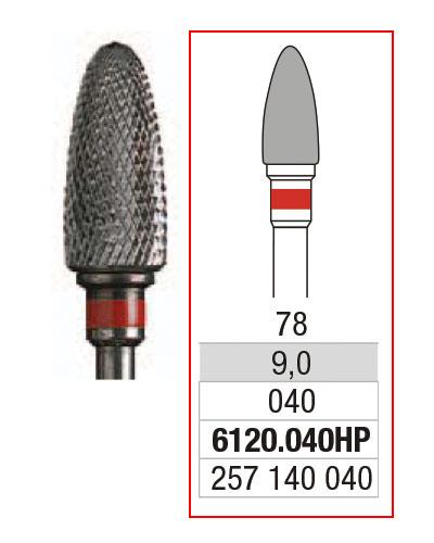 [2E6120040] EDENTA® Short bud shaped carbur bur - fine cross cut (red tag)