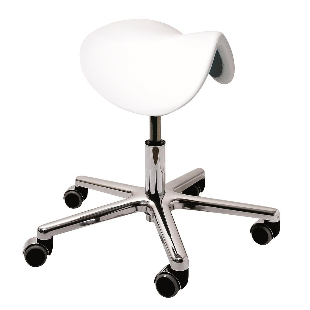 [250190.100] **BENTLON® tabouret Ergo Silver scelle a cheval sans support dorsal - Blanc