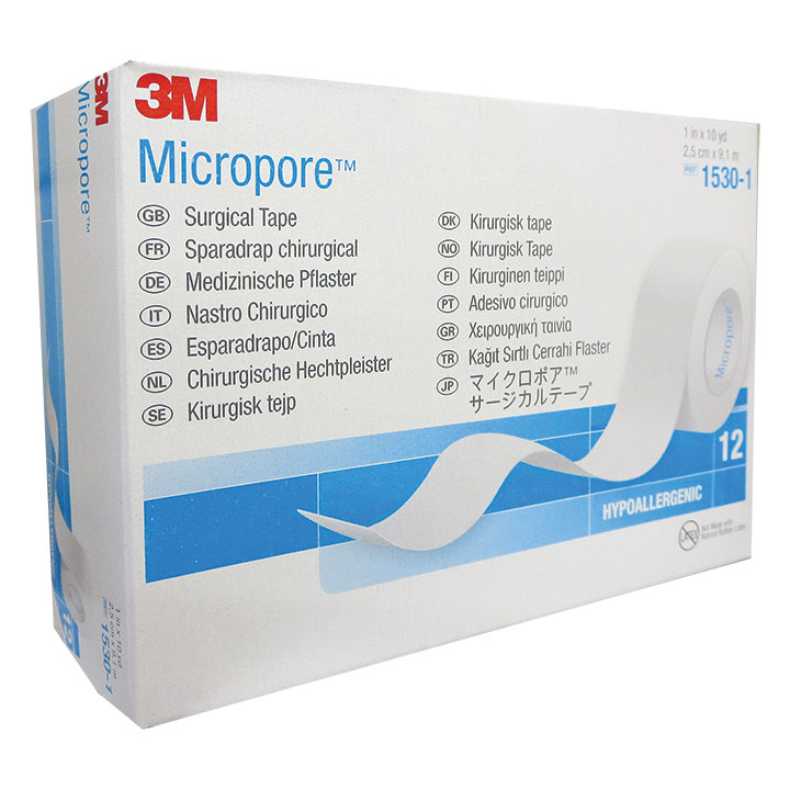 [1530-1] 3M® Micropore™ Ruban chirurgical adhésif - Sparadrap (12) 1 pouces x 10 verges