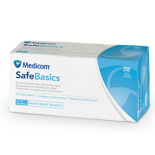 [5MED2100-CH] MEDICOM SafeBasics® Nonwoven All Purpose Compresses - 4 ply - 4 "x 4" (200) White