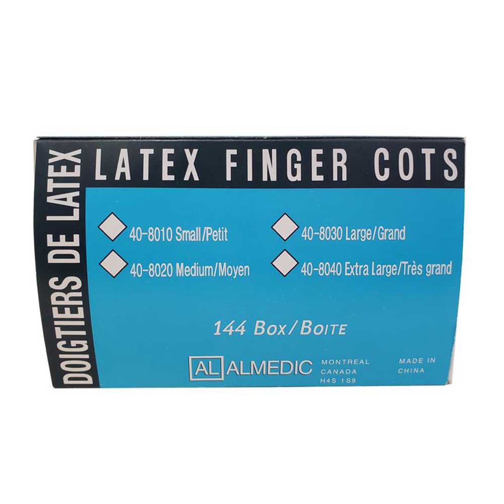 [240-8020] ALMEDIC - Latex finger cots (144) Medium