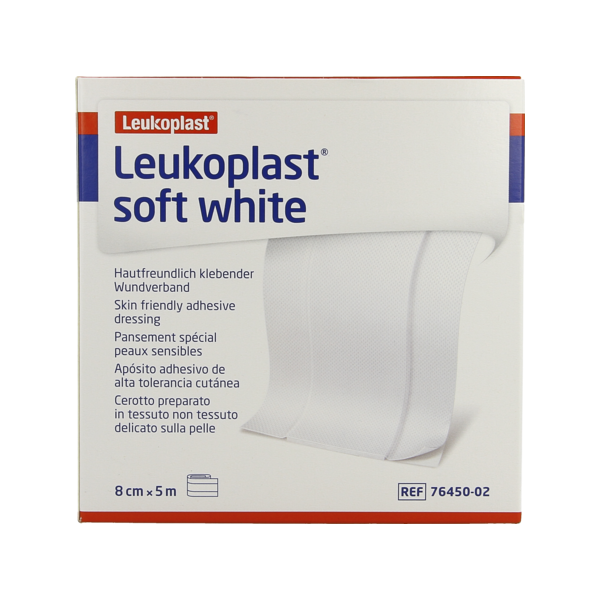 [3BSN76450-02] BSN® LEUKOPLAST® Soft White - Non-woven hypoallergenic adhesive bandage (1) 8 cm x 5 m