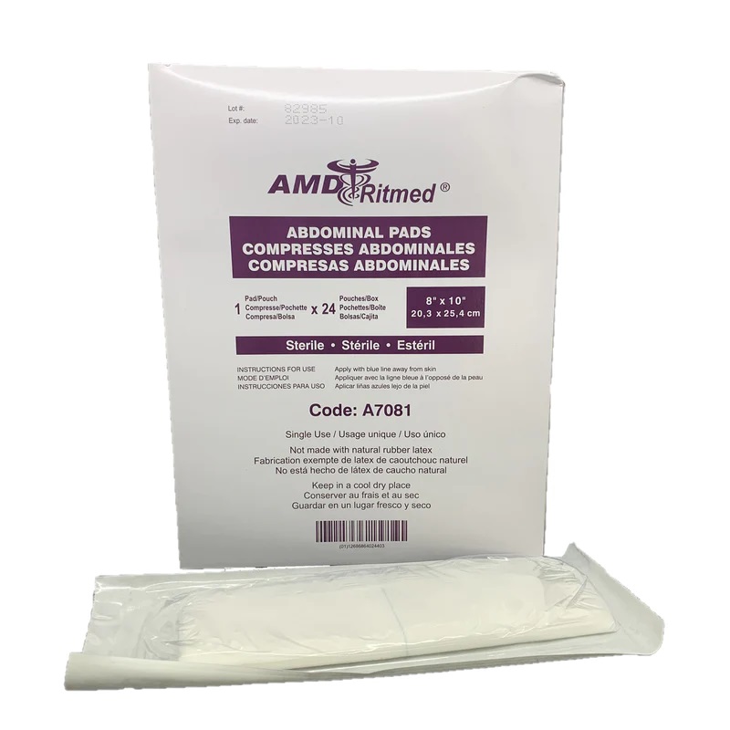 [A7081] AMD RITMED® Abdominal pads sterile (24 pouches) 8''x 10''